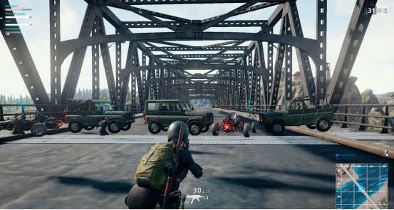 《绝地求生》游戏中，守桥大作战。